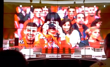 Un momento del viaje en ascensor por la historia del Benfica