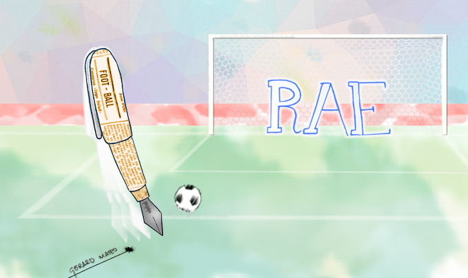 Una pluma chuta a una portería defendida por la RAE / GERARD MATEO