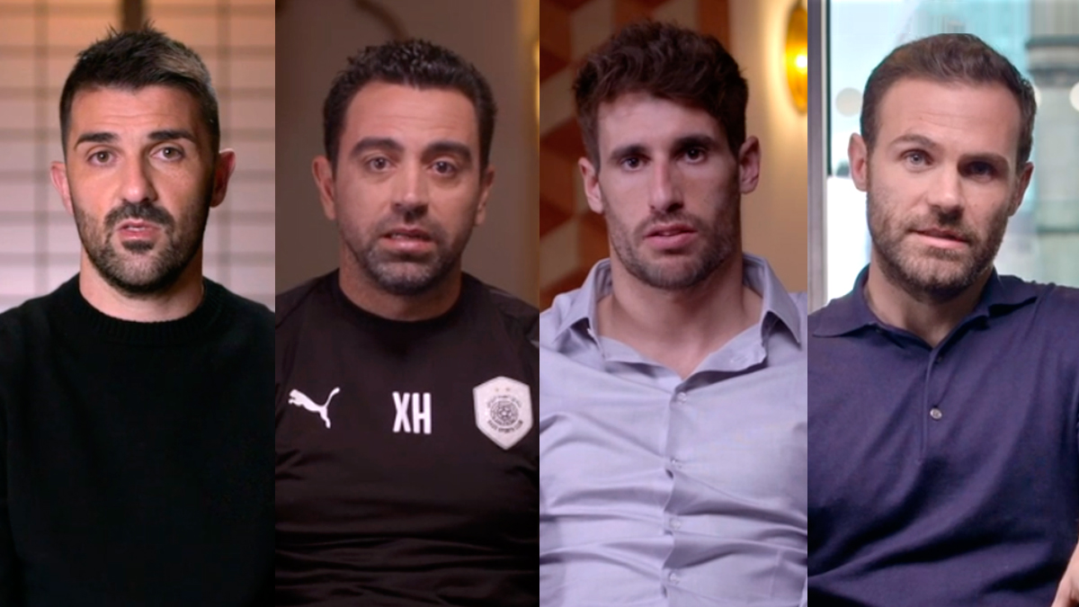 De izquierda a derecha: David Villa, Xavi Hernández, Javi Martínez y Juan Mata / 'FUTBOLISTAS POR EL MUNDO'