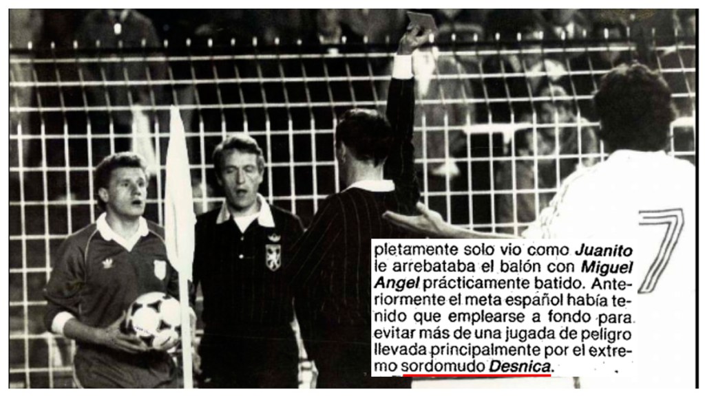 El futbolista sordomudo Damir Desnica, expulsado por protestar en el Bernabéu