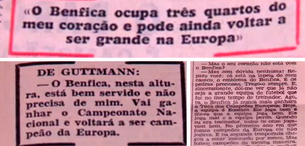 Bela Guttman dijo que el Benfica volvería a ser campeón de Europa, 1963, 1966 y 1974 / A BOLA - MUNDO DESPORTIVO
