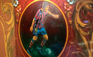 Leo Messi, pintado en el interior de La pizza del Born, en Barcelona / PdF