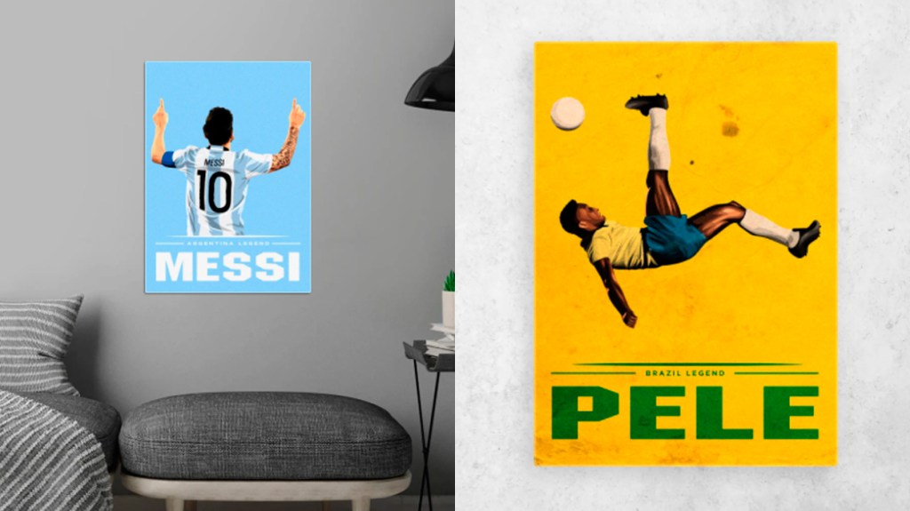 Póster de metal de Messi y Pelé / DISPLATE