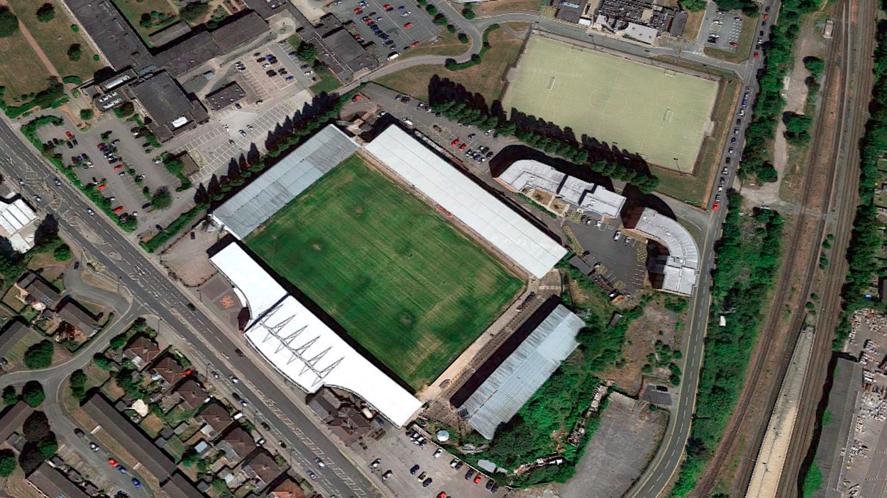 El estadio Racecouse Ground, desde el aire / GOOGLE MAPS