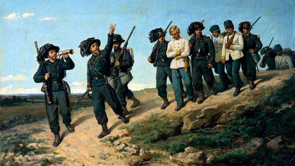 Bersaglieri llevando prisioneros austríacos (1861), de Silvestro Lega, Galleria d'Arte Moderna di Palazzo Pitti, Florencia