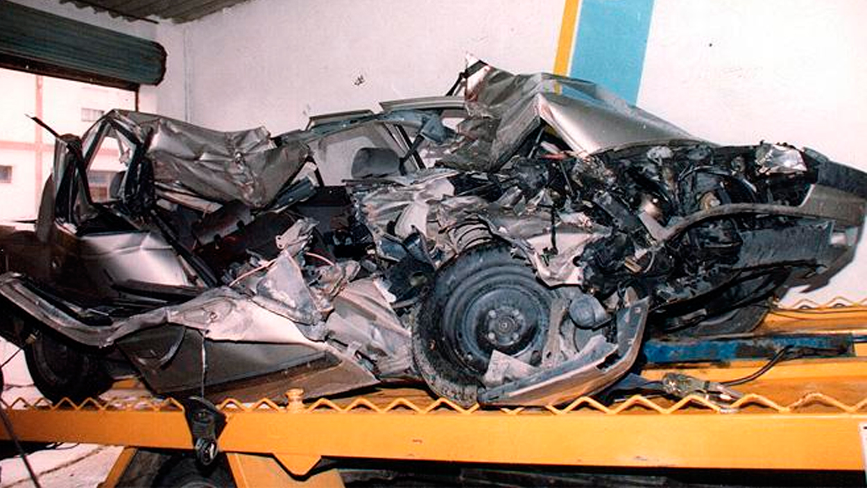 Así quedó el coche en el que viajaba Juanito y donde falleció