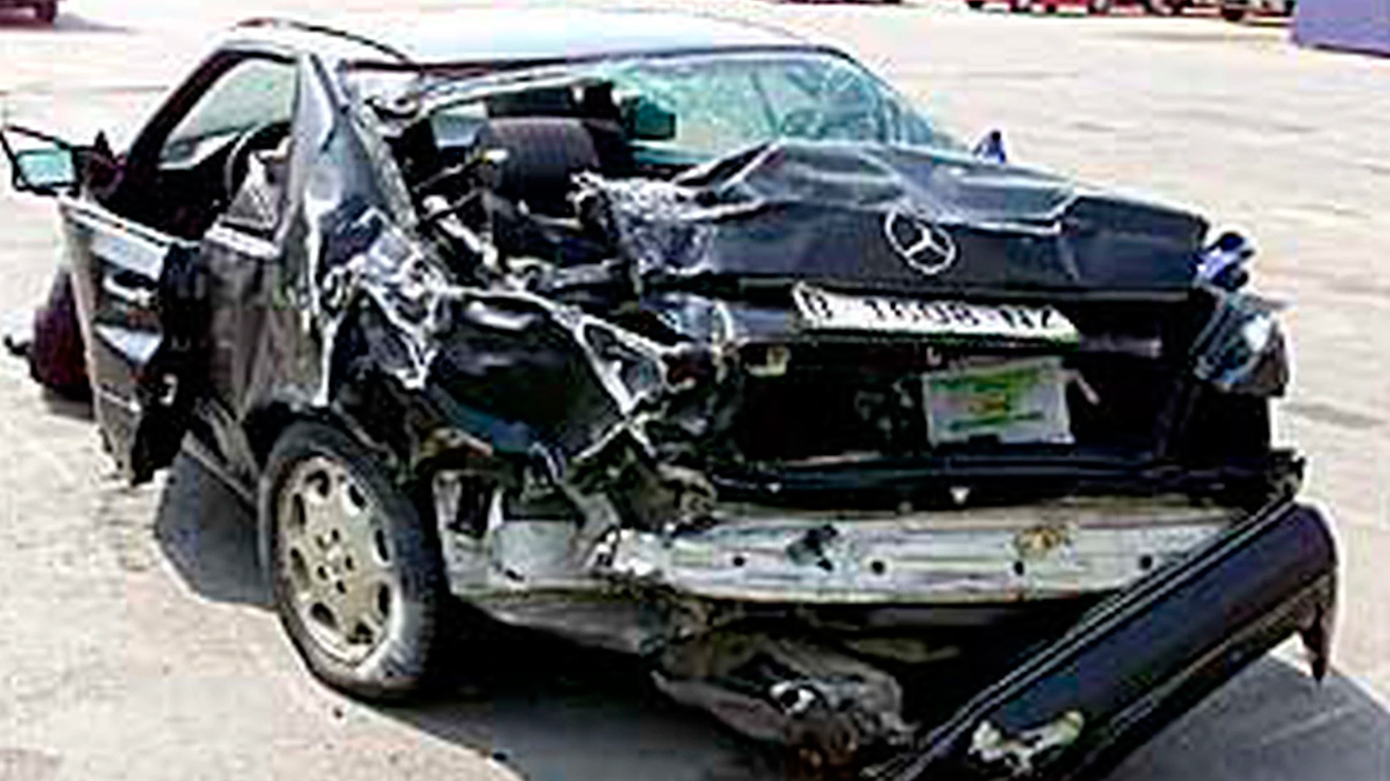 El coche de Urruti tras el accidente