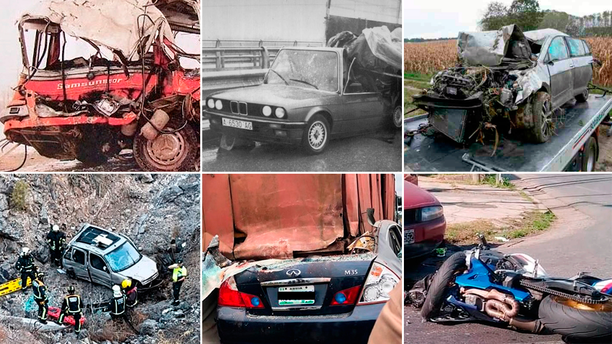 Algunos de los vehículos en los que ciertos futbolistas han perdido la vida a causa de un accidente de tráfico / FOTOMONTAJE DE PdF
