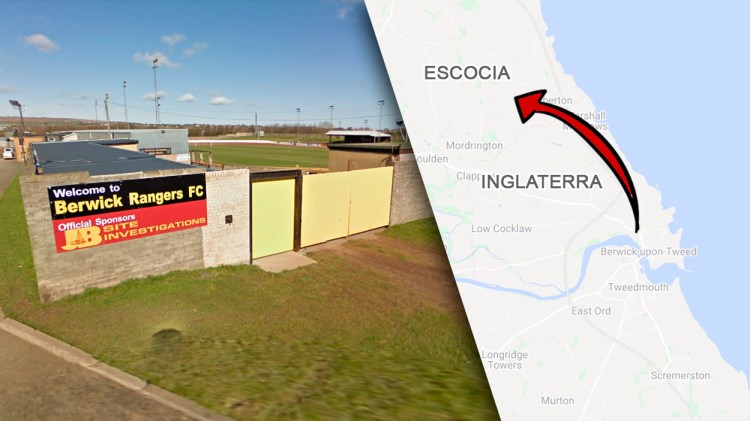 Estadio del Berwick Rangers, equipo de Inglaterra que juega en Escocia / FOTOMONTAJE DE PdF