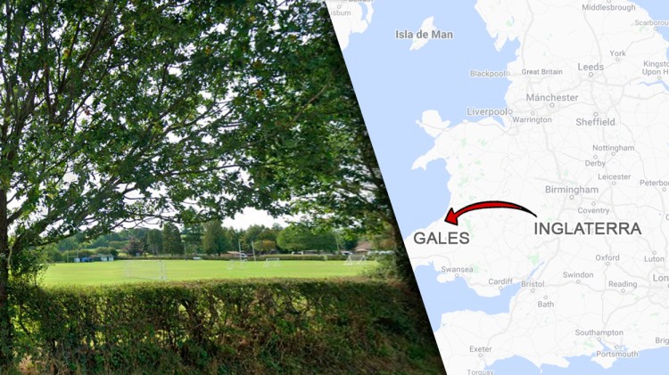 Campo del Bishops Castle Town, equipo de Inglaterra que juega en Gales / FOTOMONTAJE DE PdF