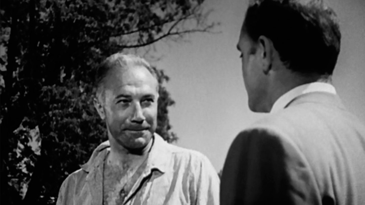 Jacinto Quincoces y Alfredo Di Stéfano (de espaldas) en la película 'Saeta Rubia'