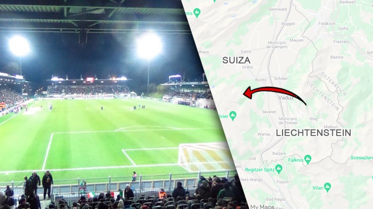 Estadio del Vaduz, equipo de Liechtenstein que juega en Suiza / FOTOMONTAJE DE PdF