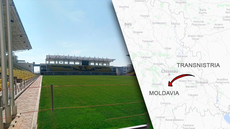 Estadio del Sheriff de Tiraspol, en Transnistria, Moldavia / FOTOMONTAJE DE PdF
