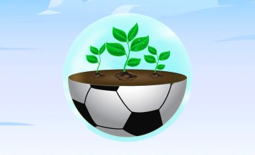 Un balón de fútbol como maceta, la imagen de la sostenibilidad en el deporte / FOTOMONTAJE DE PdF