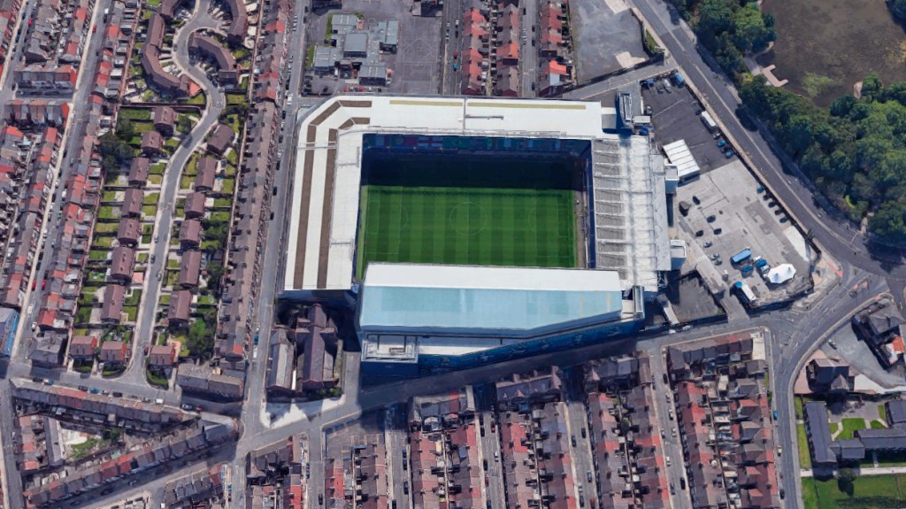 Goodison Park desaparecerá en 2023 / GOOGLE MAPS