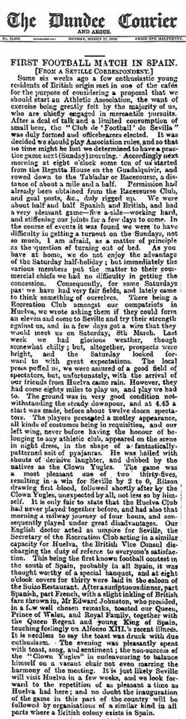 Crónica del Club de Footbal Sevilla-Huelva Recreation Club