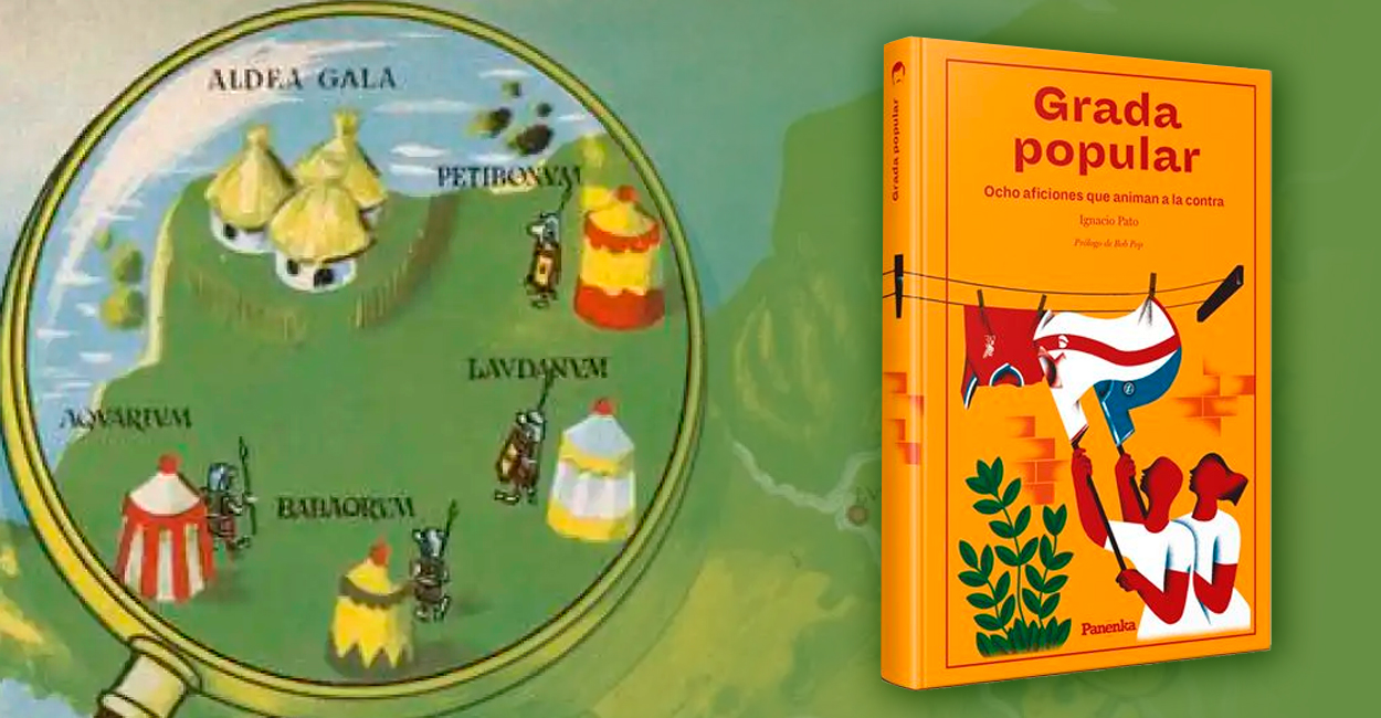 El libro 'Grada Popular' (Panenka) y la Galia en tiempos de Astérix y Obélix / FOTOMONTAJE DE PdF