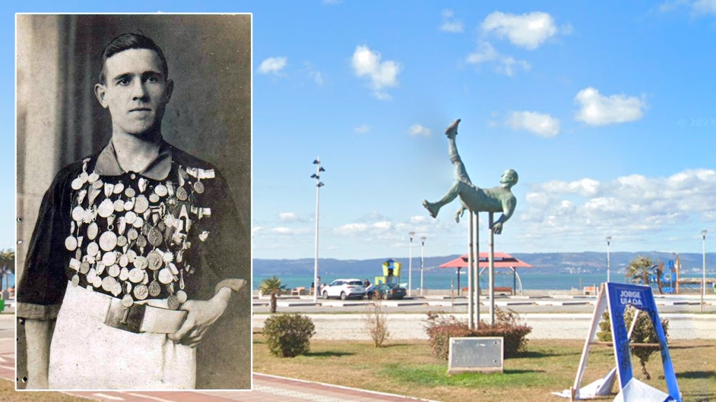 Ramón Unzaga, inventor de la chilena ,y la estatua que tiene dedicada en Chile