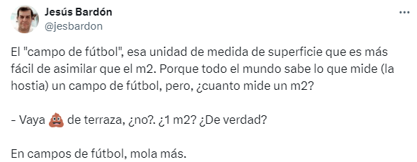 El campo de fútbol, medida de superficie