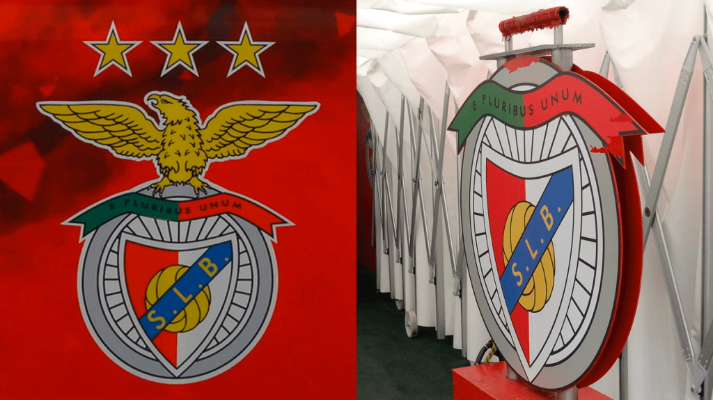 El escudo del Benfica y el soporte sobre el que se posa el águila antes de los partidos / PdF