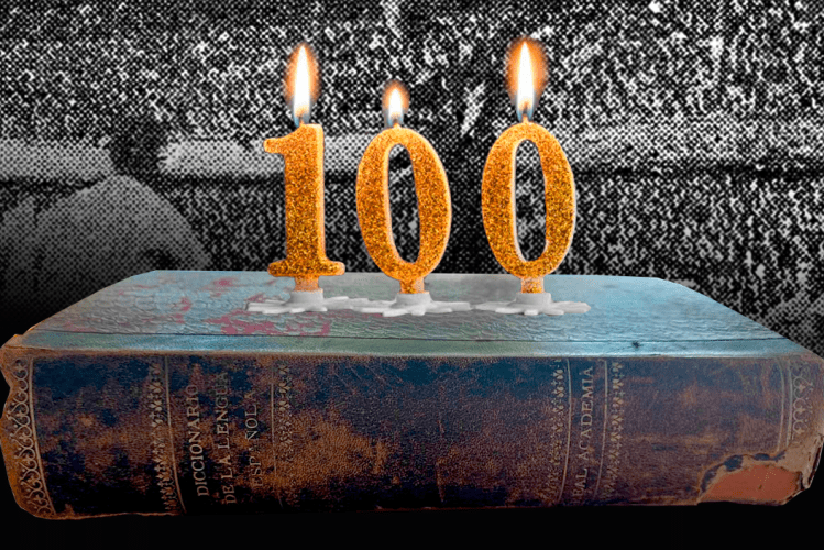 El 'Diccionario de la lengua española' de 1925 con velas de su centenario / FOTOMONTAJE DE PdF