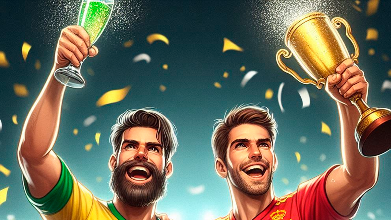 Dos futbolistas brindan / DALL·E 3