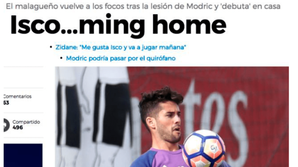 "Isco...ming home" ('Marca', 2016)