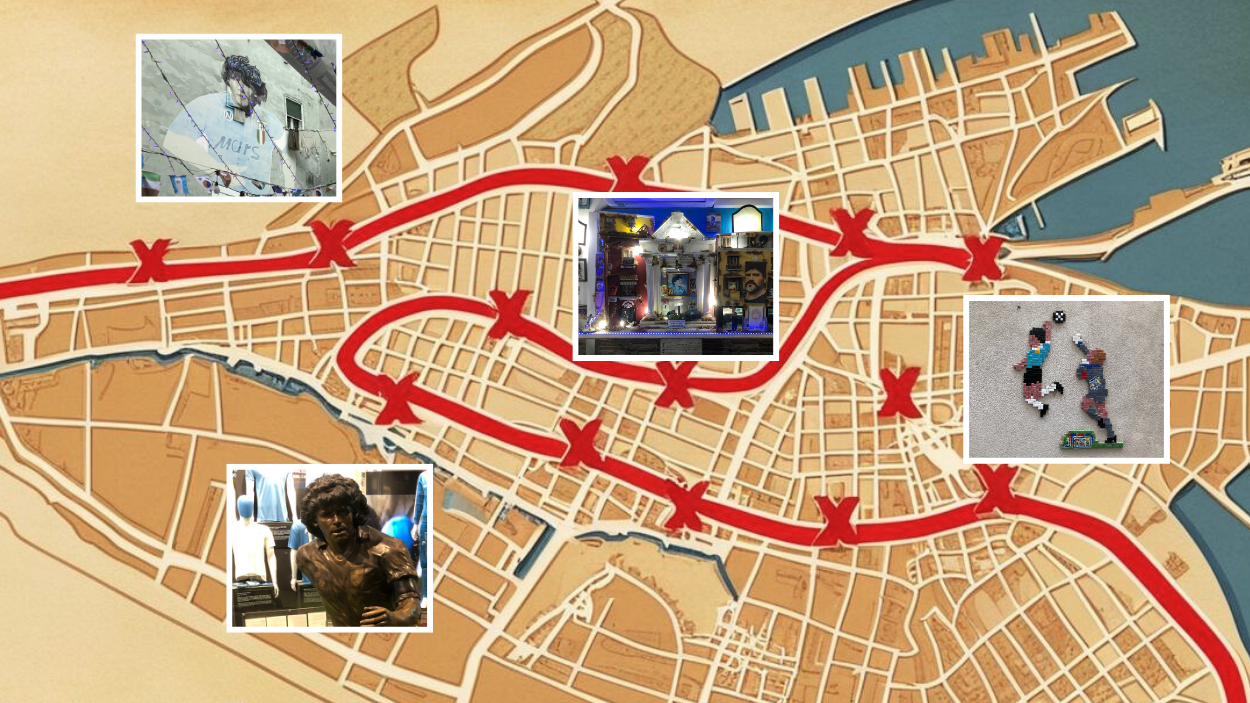 Recorrido del 'tour' de Maradona por Nápoles / PdF - IA