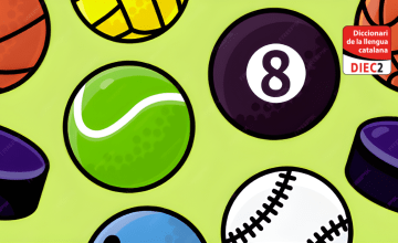 Bolas y pelotas de distintos deportes, pero no de fútbol, junto al logo del DIEC