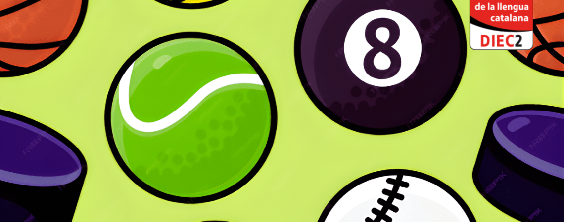 Bolas y pelotas de distintos deportes, pero no de fútbol, junto al logo del DIEC