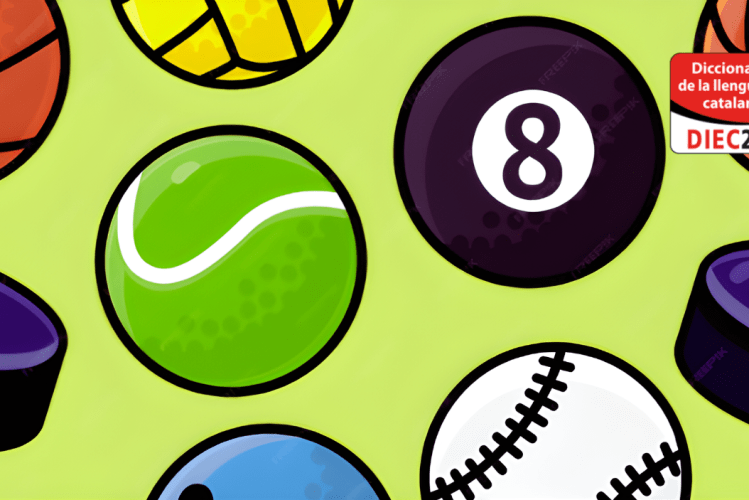 Bolas y pelotas de distintos deportes, pero no de fútbol, junto al logo del DIEC