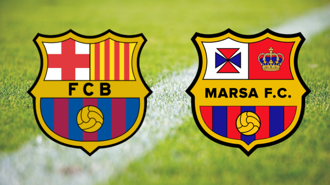 Los escudos del FC Barcelona y el Marsa FC