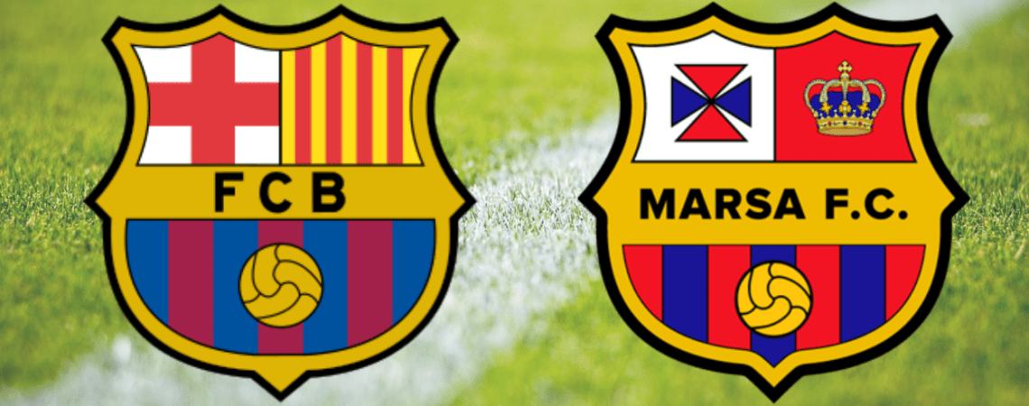 Los escudos del FC Barcelona y el Marsa FC