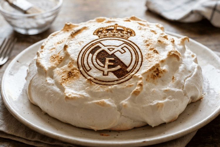 Un merengue con el escudo del Real Madrid / IA